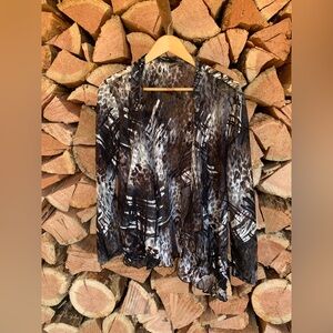 Unique Vintage 1990’s Animal Print Sheer Lace Cardigan‎ Zebra Leopard Abstract